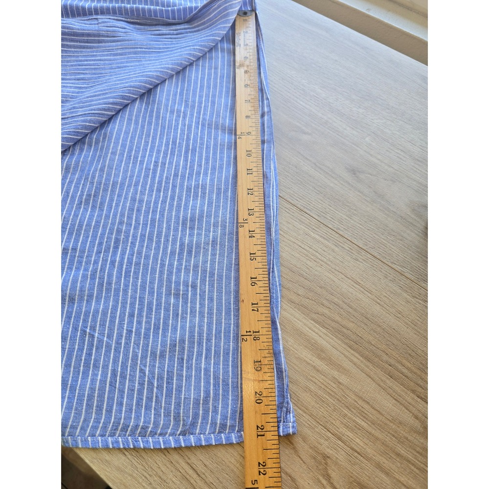Love by Gap Womens Maxi Dress Medium Blue White Stripe Belted Linen Blend - Picture 8 of 15